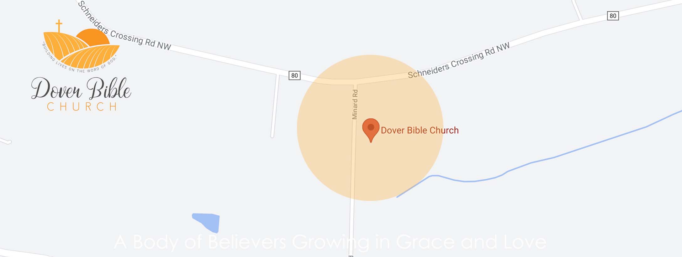map of Dover Bible Church 4173 Minard Rd., Dover, OH 